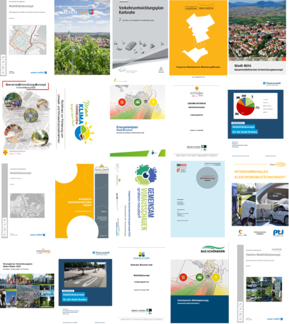 Collage einiger Titelbilder von Mobilitätskonzepten, die innerhalb von tramigo ausgewertet wurden